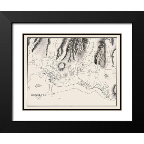 Honolulu Hawaii - Wall 1887 Black Modern Wood Framed Art Print with Double Matting by Wall