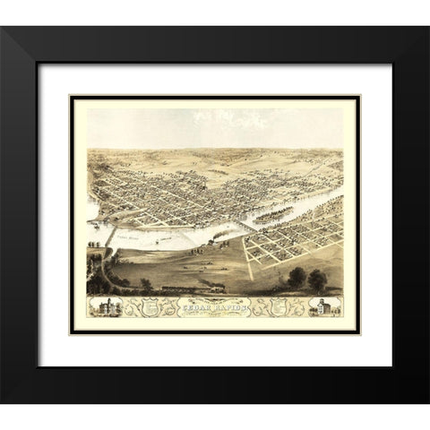 Cedar Rapids Iowa - Ruger 1868 Black Modern Wood Framed Art Print with Double Matting by Ruger