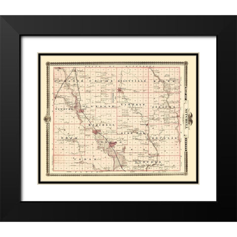 Mitchell Iowa Landowner - Andreas 1874 Black Modern Wood Framed Art Print with Double Matting by Andreas