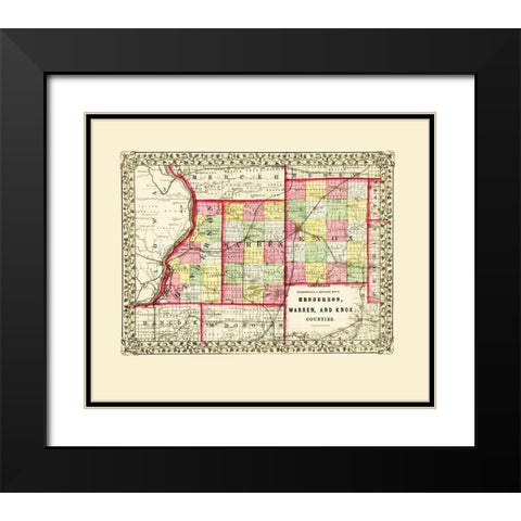 Henderson Warren Knox Illinois - Cambell 1870 Black Modern Wood Framed Art Print with Double Matting by Cambell
