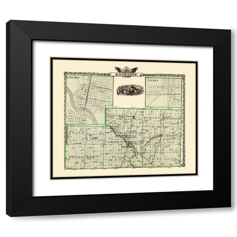 Kankakee Illinois Landowner - Warner 1876 Black Modern Wood Framed Art Print with Double Matting by Warner