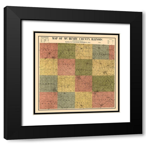 McHenry County Illinois - Hunter 1903 Black Modern Wood Framed Art Print with Double Matting by Hunter