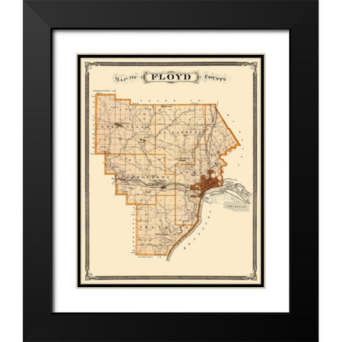 Floyd Indiana Landowner - Andreas 1876 Black Modern Wood Framed Art Print with Double Matting by Andreas