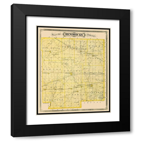 Hendricks Indiana Landowner - Andreas 1876 Black Modern Wood Framed Art Print with Double Matting by Andreas