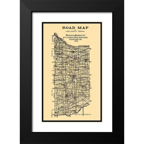 Lake Indiana - Knight 1906 Black Modern Wood Framed Art Print with Double Matting by Knight