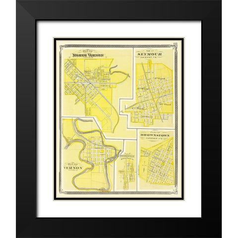 Vernon, Seymour, Brownstone Indiana - Baskin 1876 Black Modern Wood Framed Art Print with Double Matting by Baskin