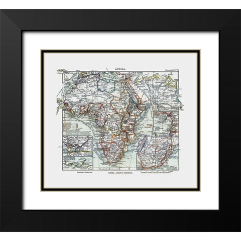 Africa - Perthes 1921 Black Modern Wood Framed Art Print with Double Matting by Perthes