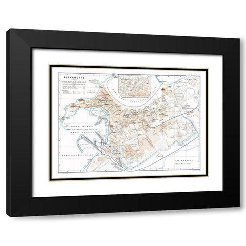 Alexandria Egypt - Baedeker 1913 Black Modern Wood Framed Art Print with Double Matting by Baedeker
