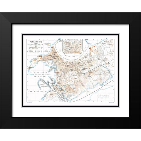 Alexandria Egypt - Baedeker 1913 Black Modern Wood Framed Art Print with Double Matting by Baedeker