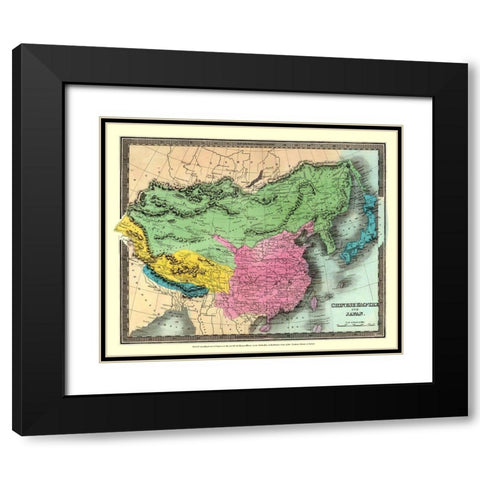 Asia Chinese Empire Japan - Thomas 1833 Black Modern Wood Framed Art Print with Double Matting by Thomas