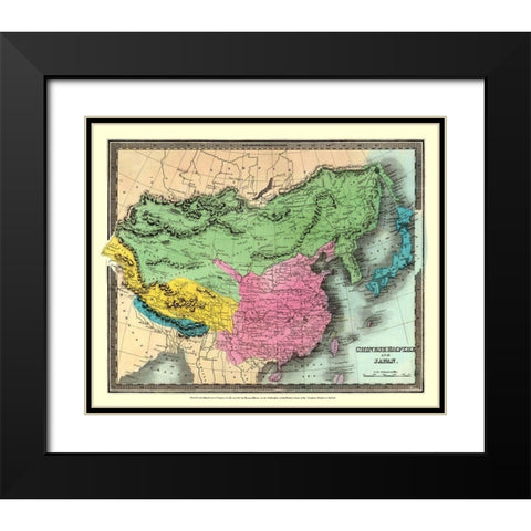 Asia Chinese Empire Japan - Thomas 1833 Black Modern Wood Framed Art Print with Double Matting by Thomas