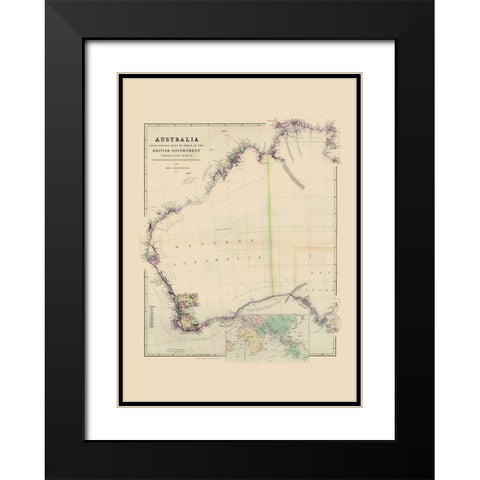 Australia Western Surveys - Arrowsmith 1844 Black Modern Wood Framed Art Print with Double Matting by Arrowsmith