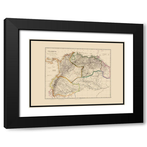 South America Colombia - Arrowsmith 1844 Black Modern Wood Framed Art Print with Double Matting by Arrowsmith