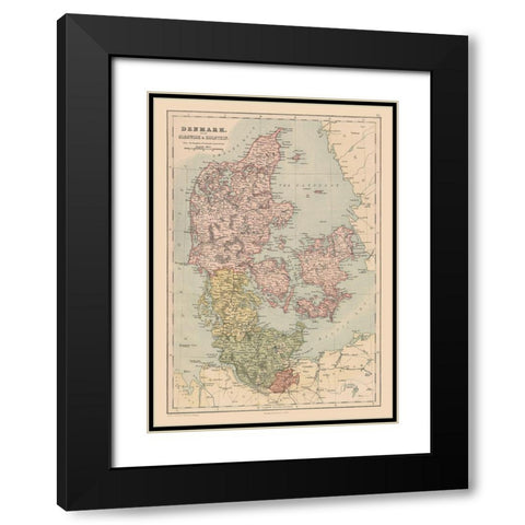Denmark - Black 1867 Black Modern Wood Framed Art Print with Double Matting by Black