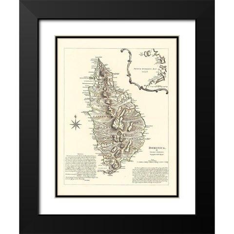 Caribbean Dominica - Sayer 1768 Black Modern Wood Framed Art Print with Double Matting by Sayer