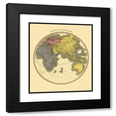 Eastern Hemisphere - Thomson 1814 Black Modern Wood Framed Art Print with Double Matting by Thomson