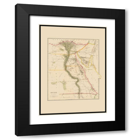 Middle East Egypt - Arrowsmith 1844 Black Modern Wood Framed Art Print with Double Matting by Arrowsmith