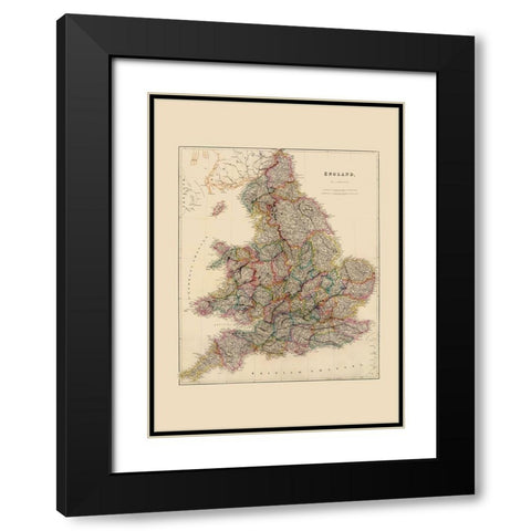 Great Britain England - Arrowsmith 1844 Black Modern Wood Framed Art Print with Double Matting by Arrowsmith