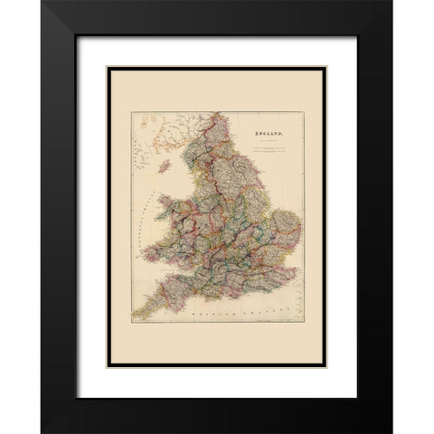 Great Britain England - Arrowsmith 1844 Black Modern Wood Framed Art Print with Double Matting by Arrowsmith