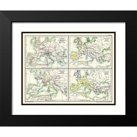 Europe Barbarian Migrations 451 AD-500 AD Black Modern Wood Framed Art Print with Double Matting by Poole