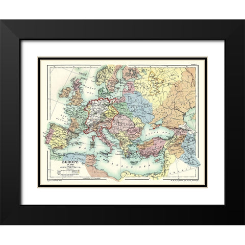 Europe 1360 - Poole 1902 Black Modern Wood Framed Art Print with Double Matting by Poole