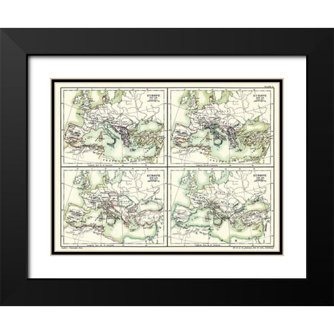 Europe 565 AD-720 AD - Poole 1902 Black Modern Wood Framed Art Print with Double Matting by Poole
