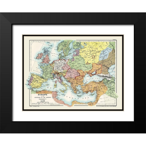 Europe Charles V 1519 AD - Poole 1902 Black Modern Wood Framed Art Print with Double Matting by Poole