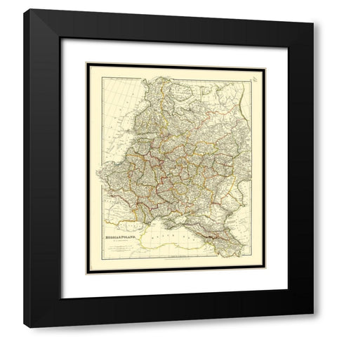 Europe Russia Poland - Arrowsmith 1832 Black Modern Wood Framed Art Print with Double Matting by Arrowsmith
