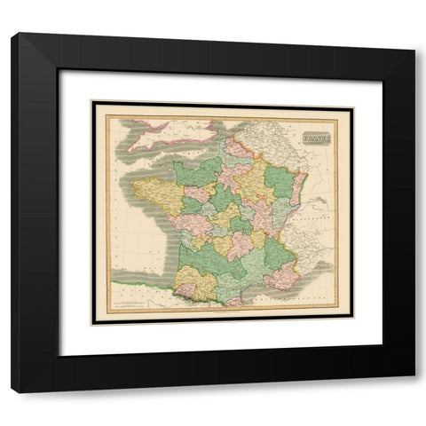 France - Thomson 1814 Black Modern Wood Framed Art Print with Double Matting by Thomson