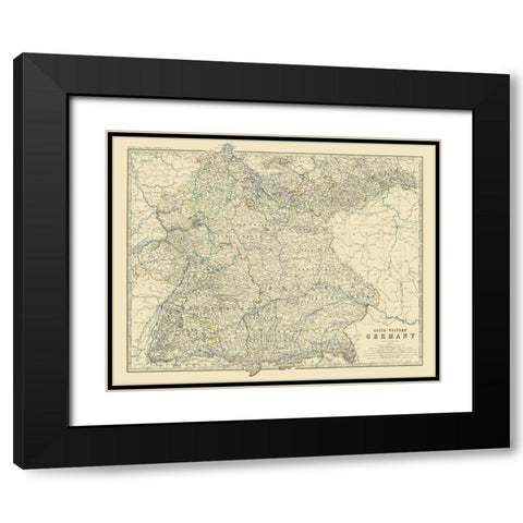 Southwest Germany - Johnston 1861 Black Modern Wood Framed Art Print with Double Matting by Johnston