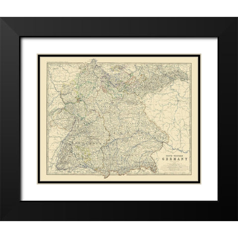 Southwest Germany - Johnston 1861 Black Modern Wood Framed Art Print with Double Matting by Johnston