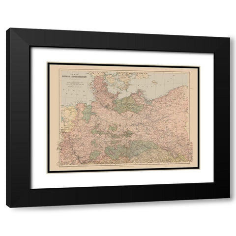 North German Confederation Germany - Black 1867 Black Modern Wood Framed Art Print with Double Matting by Black