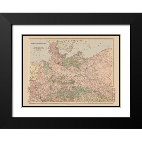 North German Confederation Germany - Black 1867 Black Modern Wood Framed Art Print with Double Matting by Black