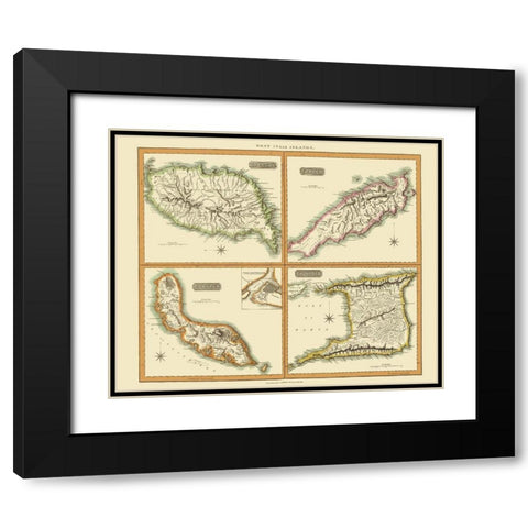 Caribbean Grenada Tobago Curacao Trinidad Black Modern Wood Framed Art Print with Double Matting by Thomson