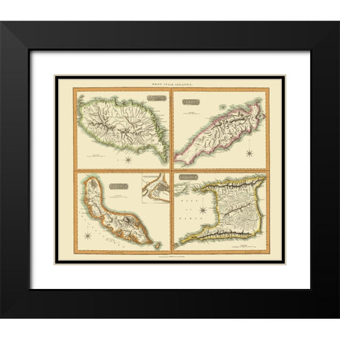Caribbean Grenada Tobago Curacao Trinidad Black Modern Wood Framed Art Print with Double Matting by Thomson