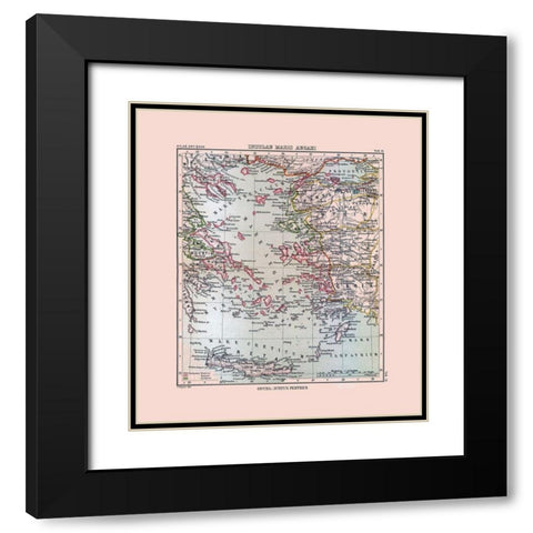 Aegean Sea Islands Greece Turkey - Perthes 1896 Black Modern Wood Framed Art Print with Double Matting by Perthes