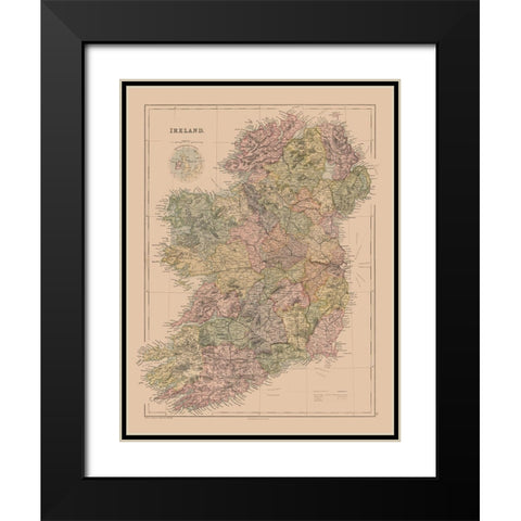 Ireland - Black 1867 Black Modern Wood Framed Art Print with Double Matting by Black