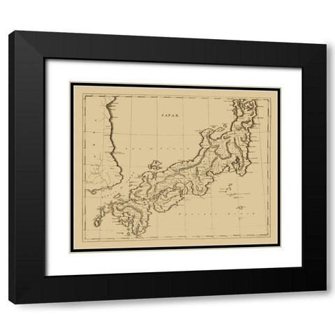 Ancient Japan - Arrowsmith 1812 Black Modern Wood Framed Art Print with Double Matting by Arrowsmith