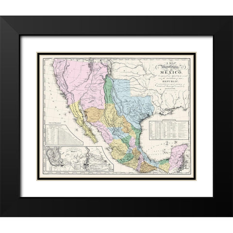 Mexican States Mexico - Tanner 1846 Black Modern Wood Framed Art Print with Double Matting by Tanner