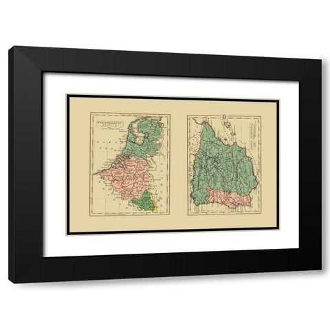 Europe Netherlands Belgium Spain Portugal Black Modern Wood Framed Art Print with Double Matting by Gray