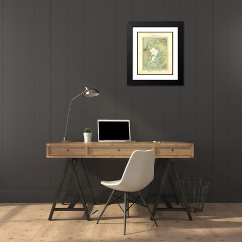 North Polar Chart - Johnston 1893 Black Modern Wood Framed Art Print with Double Matting by Johnston