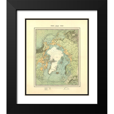 North Polar Chart - Johnston 1893 Black Modern Wood Framed Art Print with Double Matting by Johnston