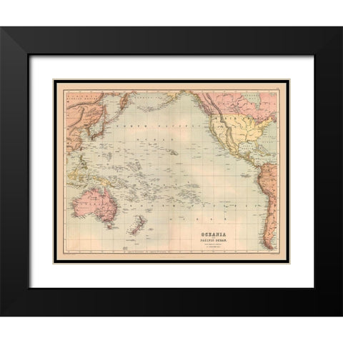 Oceania Pacific Ocean - Black 1867 Black Modern Wood Framed Art Print with Double Matting by Black