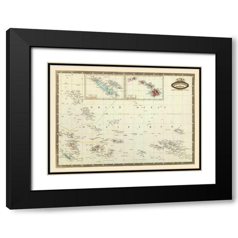 Oceania - Garnier 1860 Black Modern Wood Framed Art Print with Double Matting by Garnier