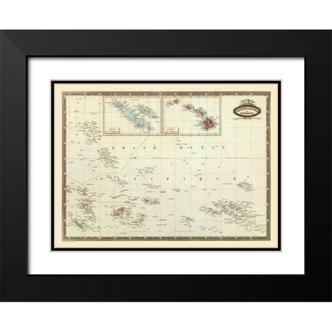 Oceania - Garnier 1860 Black Modern Wood Framed Art Print with Double Matting by Garnier