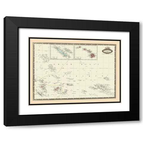 Pacific Islands Oceania - Garnier 1860 Black Modern Wood Framed Art Print with Double Matting by Garnier