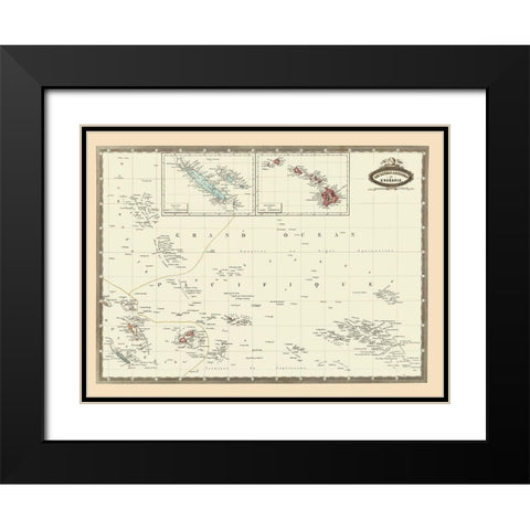 Pacific Islands Oceania - Garnier 1860 Black Modern Wood Framed Art Print with Double Matting by Garnier