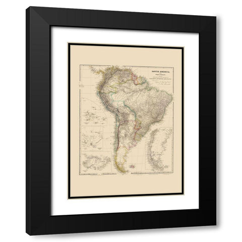 South America - Arrowsmith 1844 Black Modern Wood Framed Art Print with Double Matting by Arrowsmith