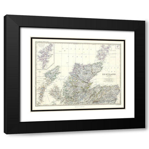 Scotland - Northern Sheet - Johnston Black Modern Wood Framed Art Print with Double Matting by Johnston