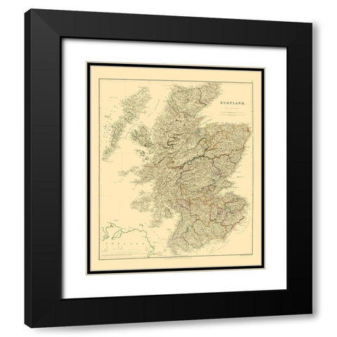 Scotland - Arrowsmith 1834 Black Modern Wood Framed Art Print with Double Matting by Arrowsmith